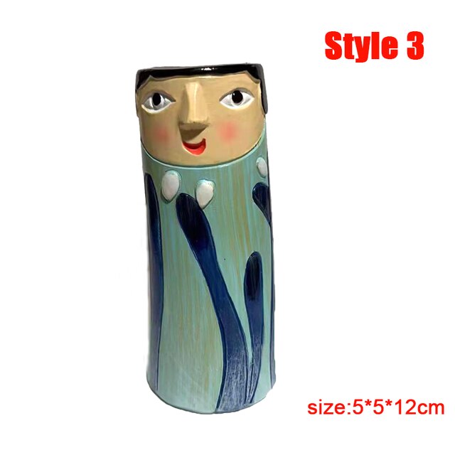 Böhmischen Familie Vase Kreative Vase Interessante Menschliche-förmigen Harz Anlage Container Büro Wohnzimmer Schreibtisch Dekoration: Stil 3