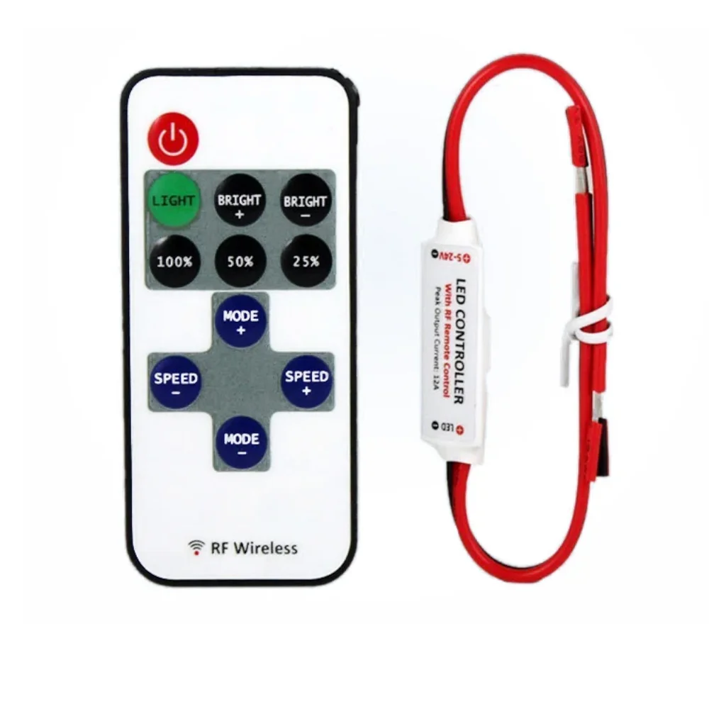 LED Strip Controller Mini Dimmer RF Remote DC 5V 12V 24V Controller For LED 5050 2835 Strip Single Color