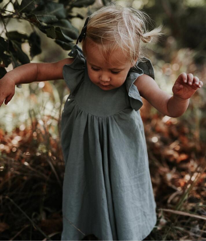 Baby Mädchen Sommer Kleider Sommer Neue Sommer Japan freundlicher Mädchen Kleid Leinen Frühling Kleidung Rüschen Prinzessin Baby Mädchen Kleidung