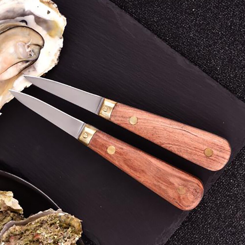 Stainless Steel Wooden Handle Oyster Knife For Seafood Scallop Shucking Knife Shell Opener Tools Oyster Knives 5pc/lot