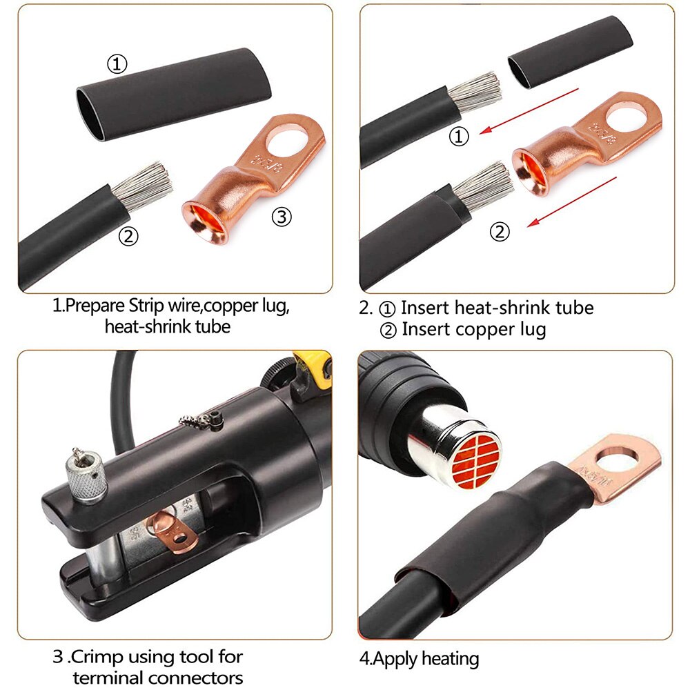 Bare Cable Electric Crimp Wire Connectors Kit Red Copper Lugs Ring Battery Soldered Terminals M6 M8 M10 2Pcs=1lot