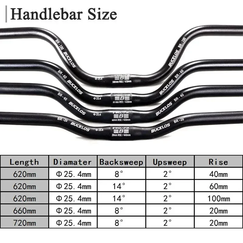 BUCKLOS kierownica roweru górskiego 31.8mm 25.4mm kierownica rowerowa 620/660/720/780mm kierownica MTB ze stopu aluminium części rowerowe