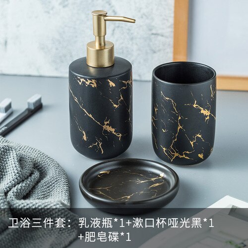 Photo inspiration: Picture Idea: Nordic Matte Gold Ceramics Bathroom Accessories Se