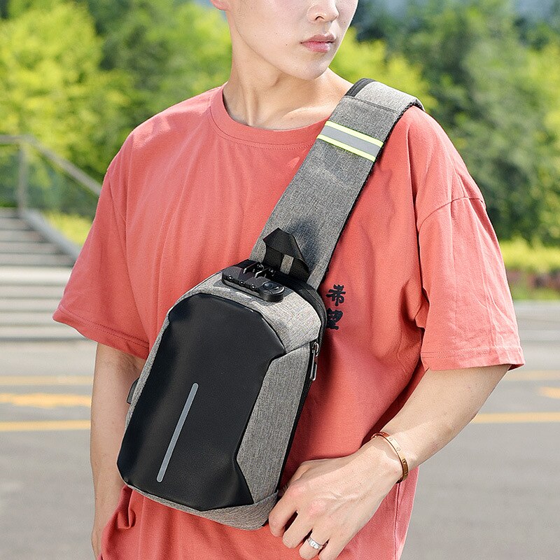 Stijl mannen Borst Pakken Code Lock Smart One-schouder Sling Bag Crossbody Bag Business Casual Anti- morsen Borst Zak