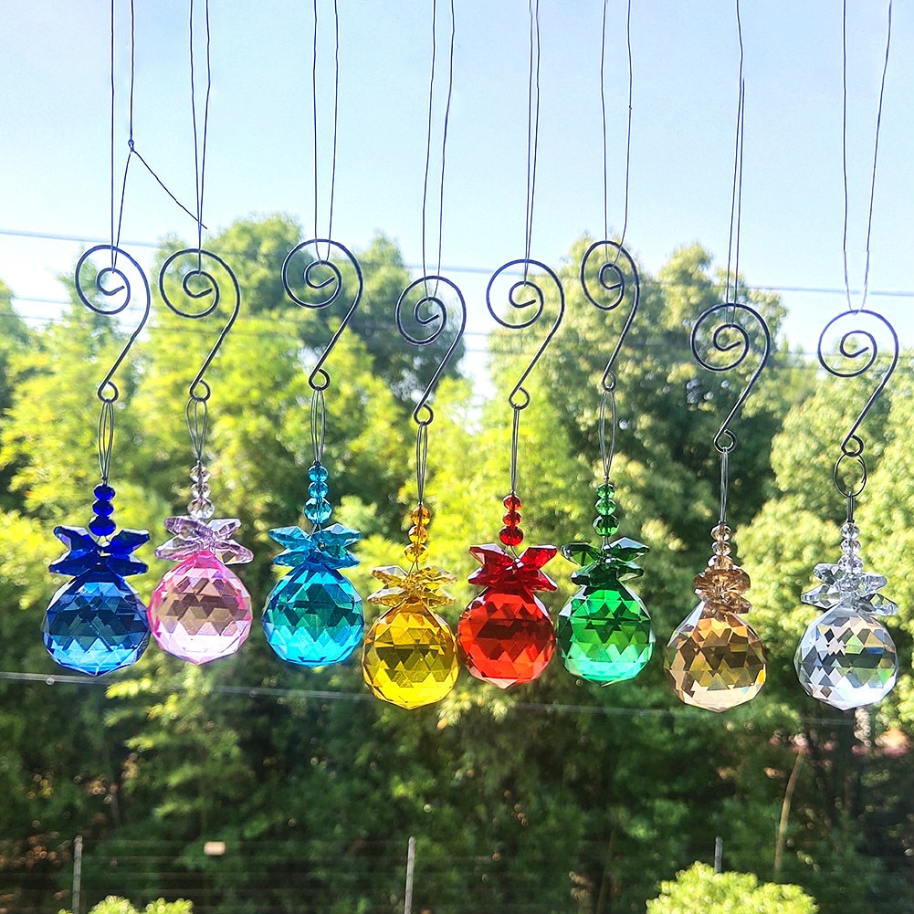 8 Kleuren Crystal Hangers Diy Kroonluchter Kristallen Kraal Suncatcher Prisma Opknoping Ornament Kroonluchter Accessoires Auto Decoratie
