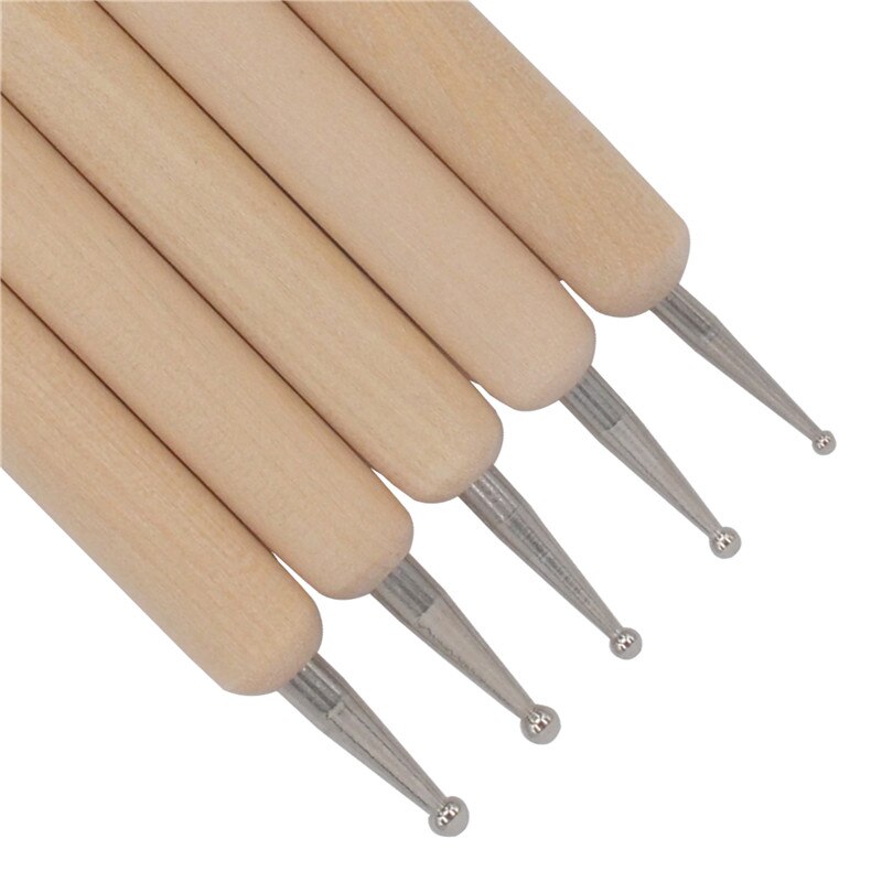 YZWLE 5 unids/pack herramientas del arte del clavo de la manija de madera pintura dibujo cepillo pluma pincel de 2 HERRAMIENTA PARA HACER puntos de decoración de uñas 16