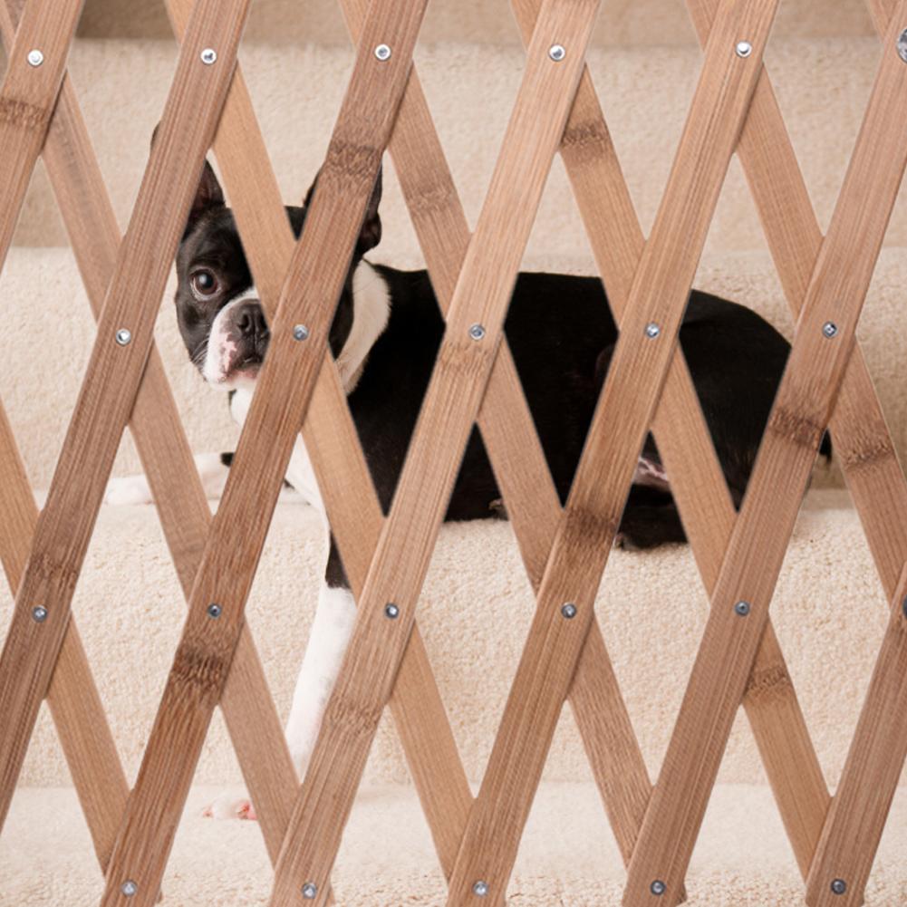 Folding Pet Barrier Fence Cat Dog Gate Bamboo Pet Fence Retractable Pet Gate Sliding Door Gates Isolation Extendable Safety Gate
