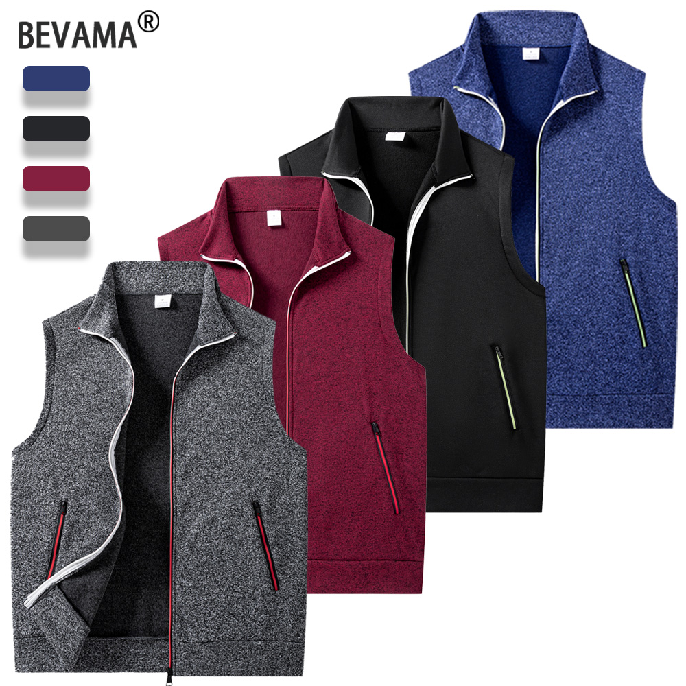 Abrigos sin mangas de otoño para hombre, chaqueta con cremallera de Color sólido, suéteres de cuello alto para exteriores, chaleco informal transpirable, Tops atléticos para hombre