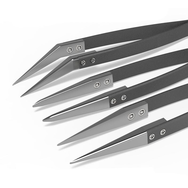 Black Ceramic Tweezers Set - Antistatic,Anticorrosion,Antinetic,Highly Heat Resistant(3Pack)