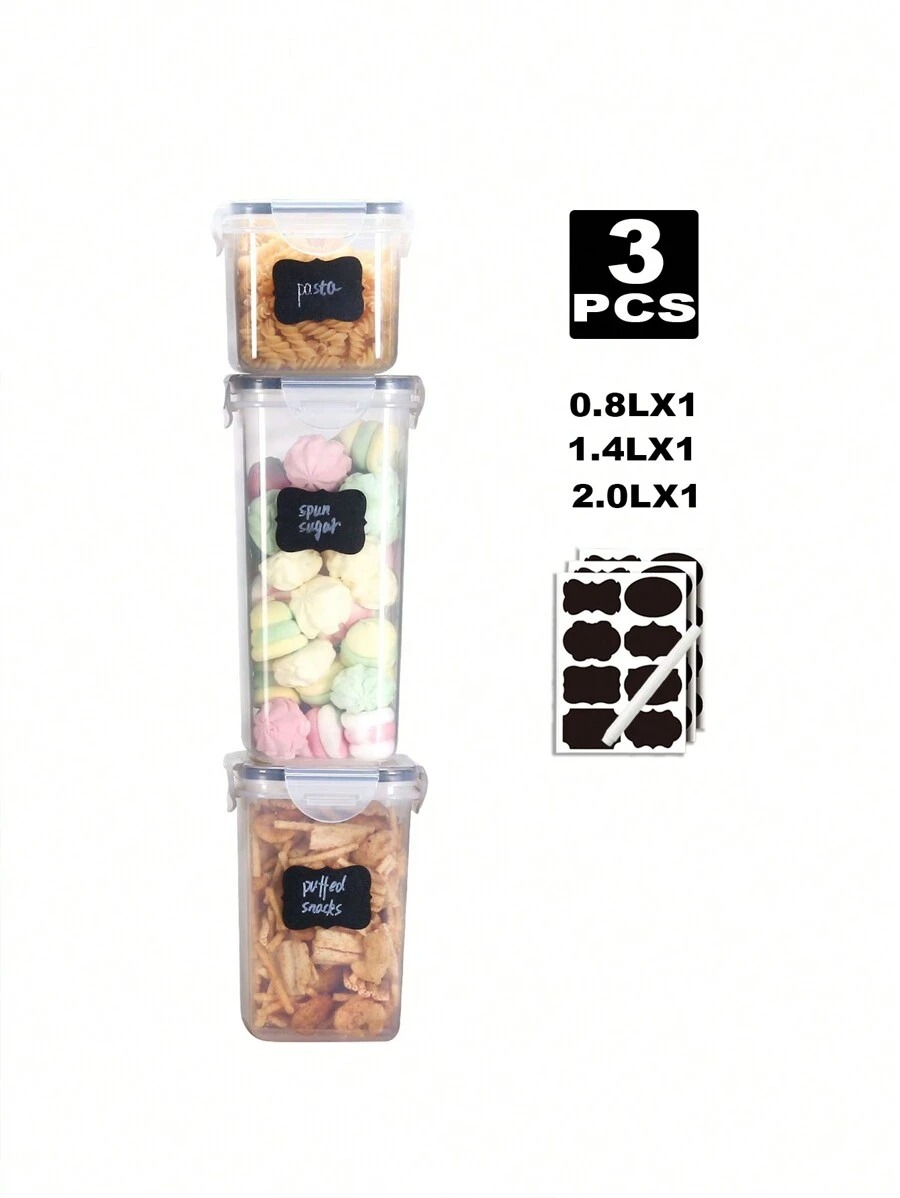 1/3/5/7 stk. opbevaringsglas til mad genanvendelige plastikglas med låg til opbevaring af mad i køkkenet med etiketpapirmarkør: Grøn