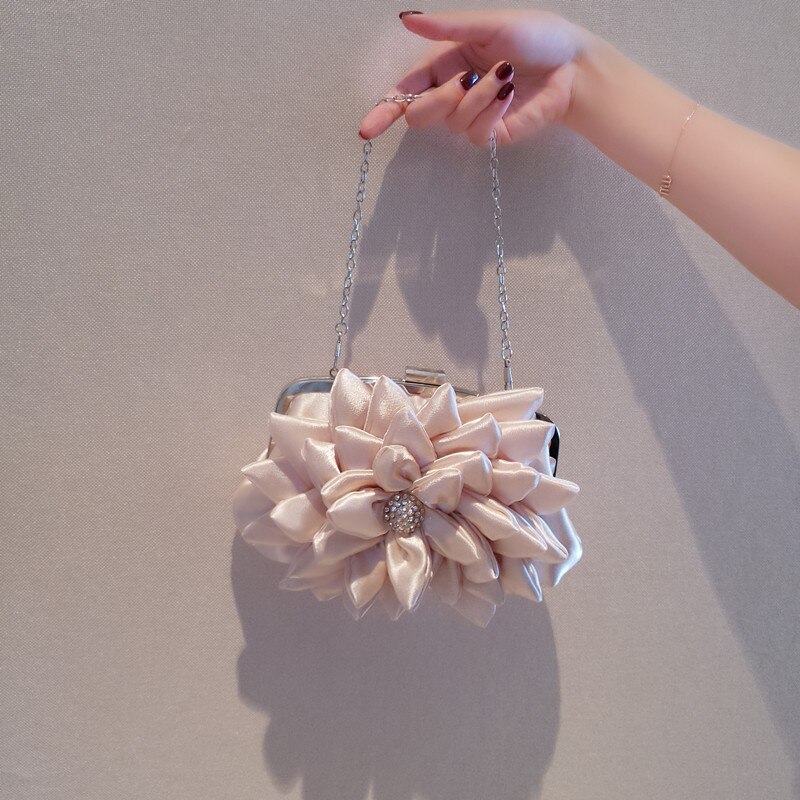 Mode Fee Zak Zoete Wilde Bloemblaadjes Diner Bag Vrouwelijke Stereo Bloem Crossbody Strass Armband Tas: Default Title