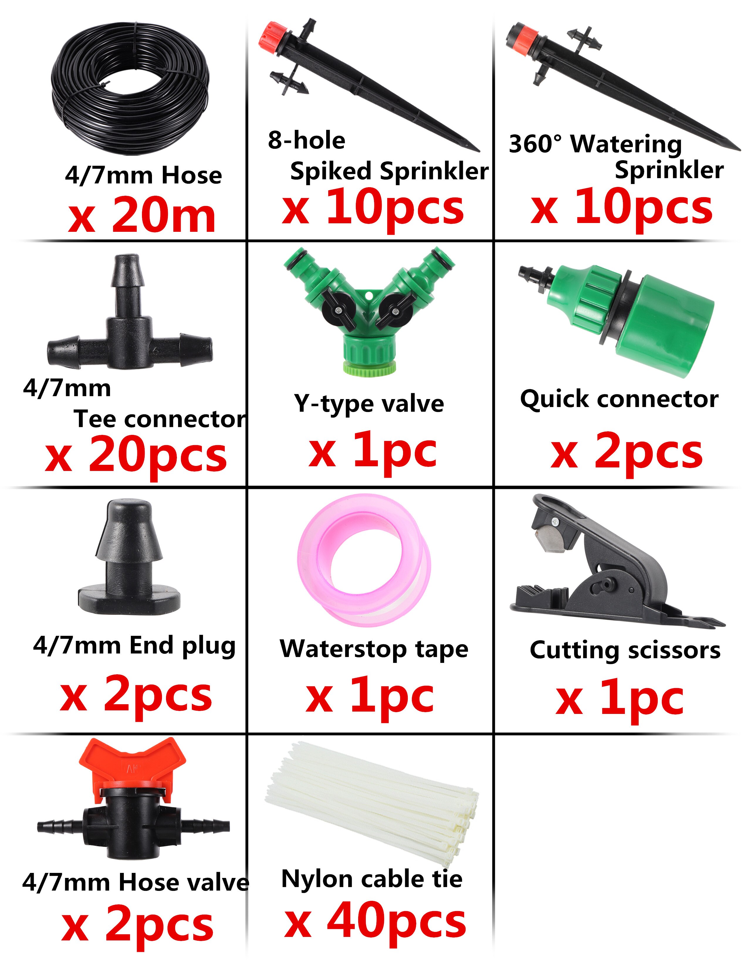 Garden Watering System 10M 15M 20M 25M Adjustable Self Automatic Watering Drip Irrigation Kit Plants Vegetables Watering Kit: 20m kit