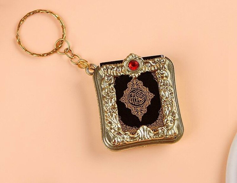 Porte-clés en or et argent véritable coran arabe, 20 pièces/lot, commémoratif pour invités, célébration de la mascotte musulmane Eid Mubarak: Gold