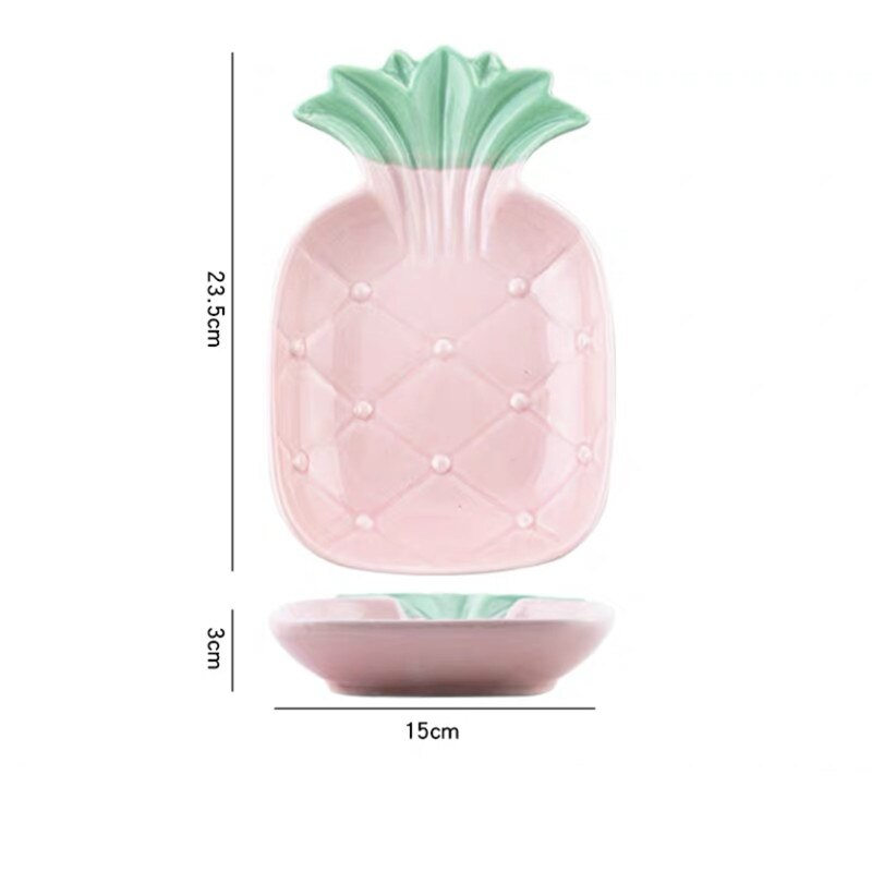 Vajilla de cerámica creativa de estilo nórdico, plato de cena con forma de Cactus y zanahoria, tazón de desayuno, plato de aperitivos para el hogar, plato de ensalada de fruta: Pink L