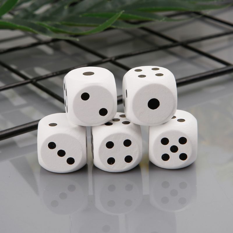 5pcs 20mm dadi in legno ad angolo tondo per Bar Nightclub Party RPG gioco da tavolo giocattoli per bambini