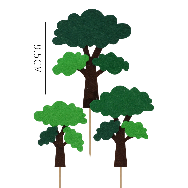 Cakelove Wood Swing animals Decoration Leaf String Felt Tree Bee Cake Topper for Kid Birthday Party Supplies Baking Lovely: tree style 6