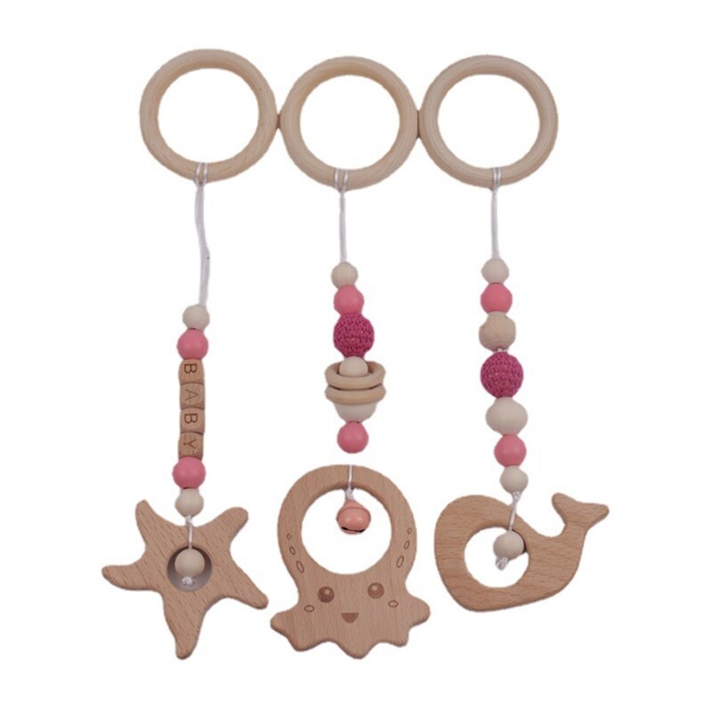 Baby Play Gym Frame Houten Beuken Activiteit Gym Frame Wandelwagen Opknoping Hangers Speelgoed Bijtring Ring Verpleging Rammelaar Speelgoed Room Decor: A19
