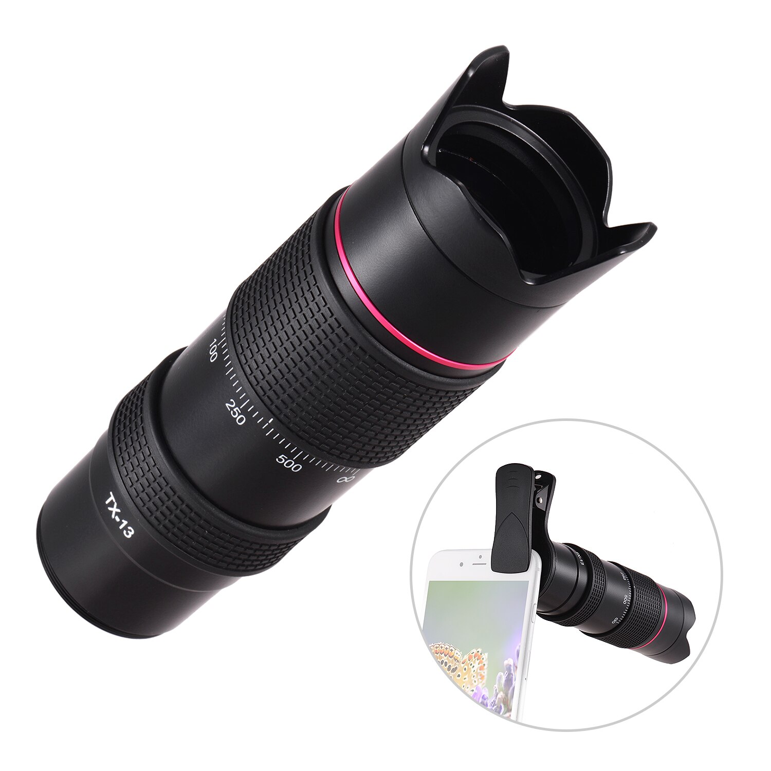 ORDRO-teleobjetivo TX-13 12X Ultra HD, lente Monocular, teleobjetivo con Zoom, K9 Prism FMC, recubrimientos para teléfono inteligente