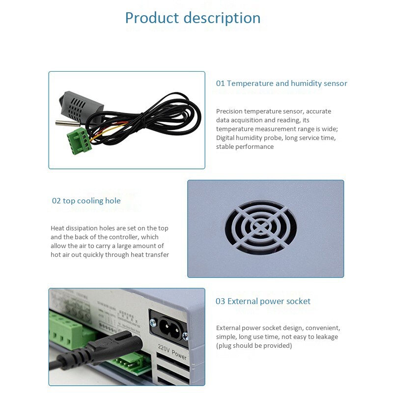 One-Button Incubation Temperature Controller External Microcomputer Controller Egg Incubator Temperature Controller XM18K-1