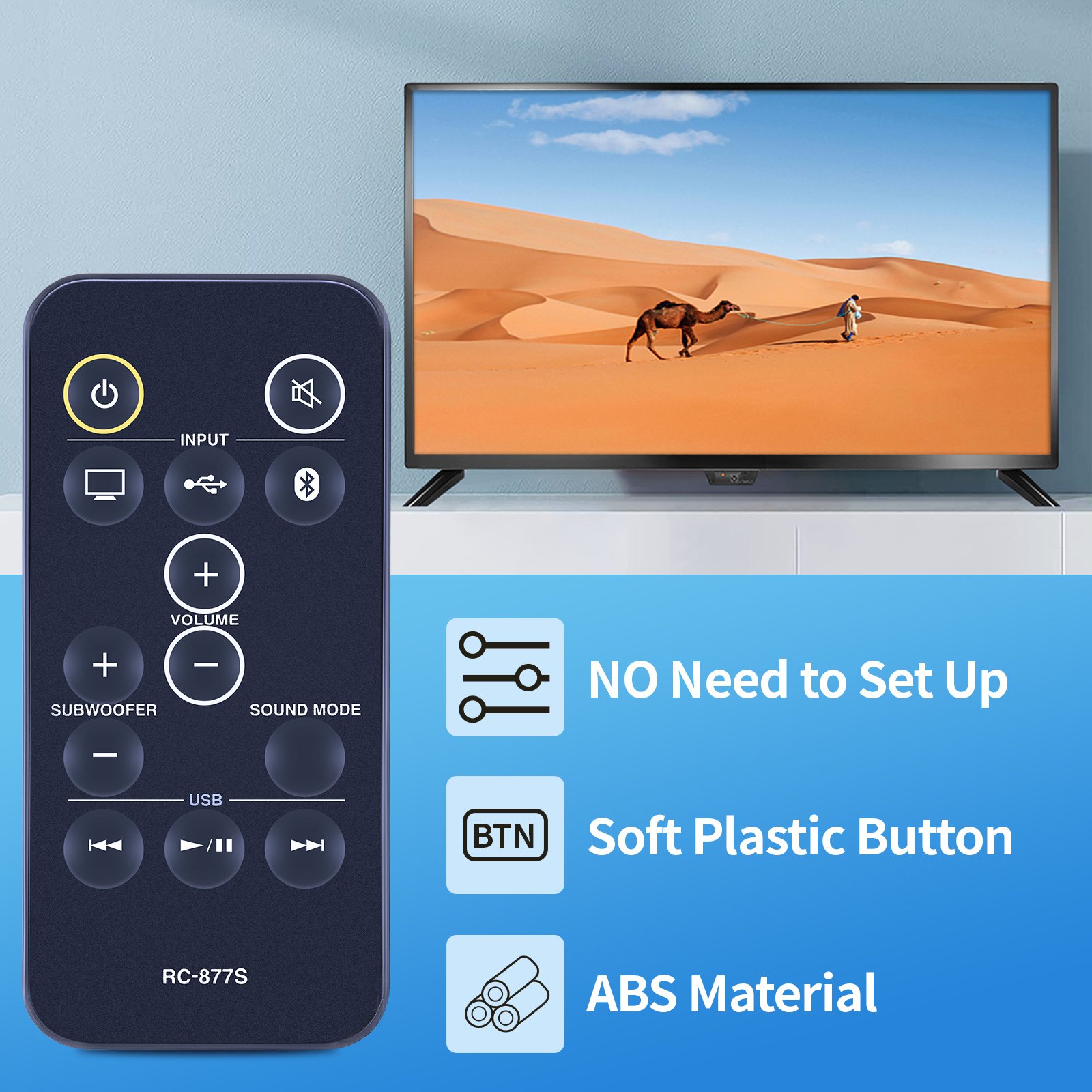 RC877S Replace Remote Control Fit for Onkyo Sound Bar LB401 LS-B50 LS-T10 LST10