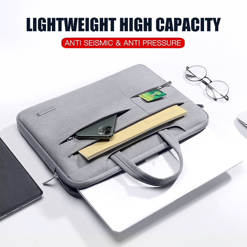 Laptop Bag 11-15.6 Inch Waterproof Canvas Sleeve for Macbook Air Pro, Portable Shoulder Briefcase
