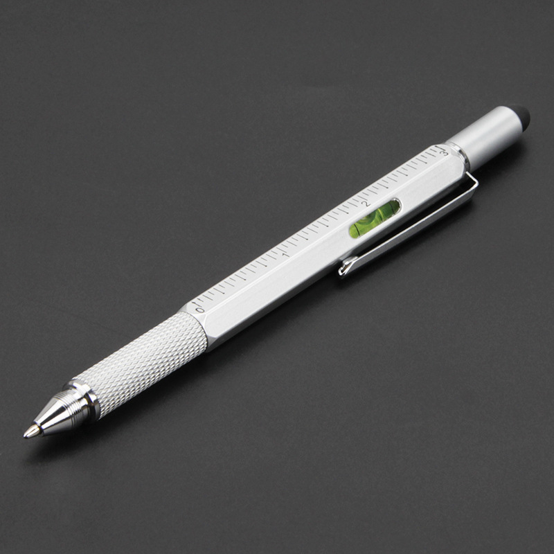 7-in-1-Multifunktions-Kugelschreiber mit modernem Handwerkzeug, messen Sie ein technisches Lineal, Schraubendreher, Touchscreen-Stift, Wasserwaage