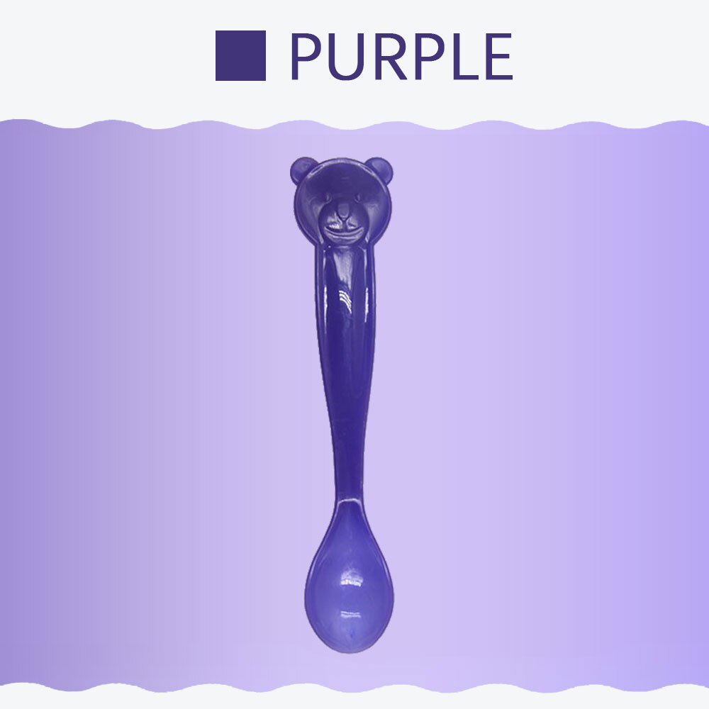 1pc赤ちゃんクマ熱温度感知給餌カラー変更スプーン道具: Purple