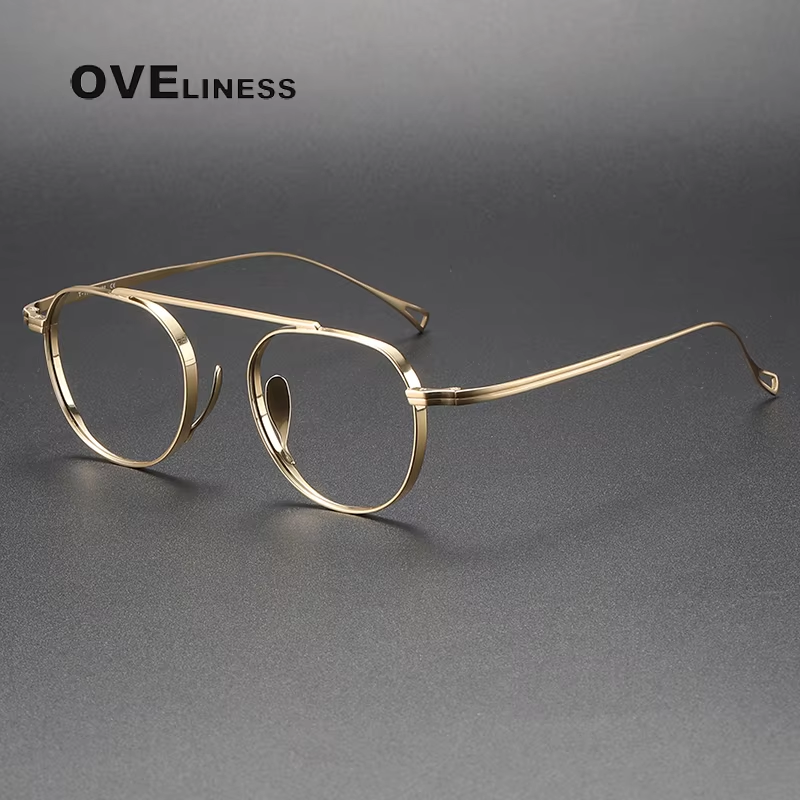 Montura de gafas de titanio puro 2025 para hombres y mujeres, monturas de gafas redondas Retro de de , gafas ultraligeras de