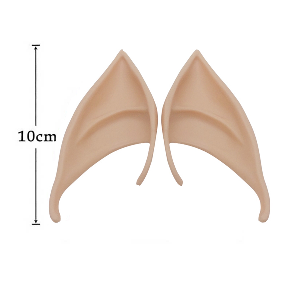 Begränsa 100 halloween latex elf öron älva pixie cosplay krok på fancy dress öron tillbehör: Mörk hudton -10cm