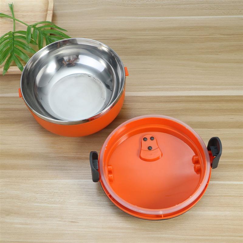 One Tier Stainless Steel Thermal Insulated Lunch Box Lock Container Food Storage Boxes (Orange)
