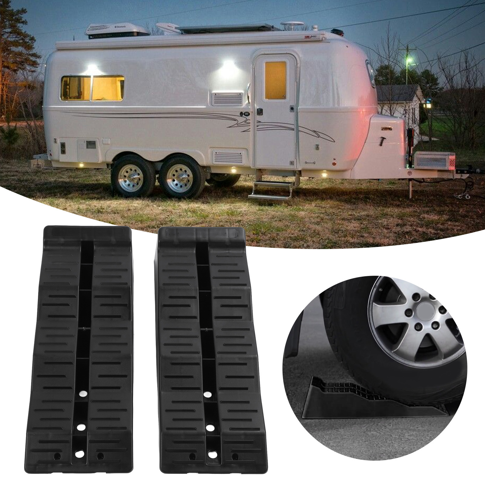RV Leveler RV Leveling Ramps 11000LBS Load Capacity RV Leveler Wheel Chock for Travel Trailer Campers Truck RV Leveling Blocks