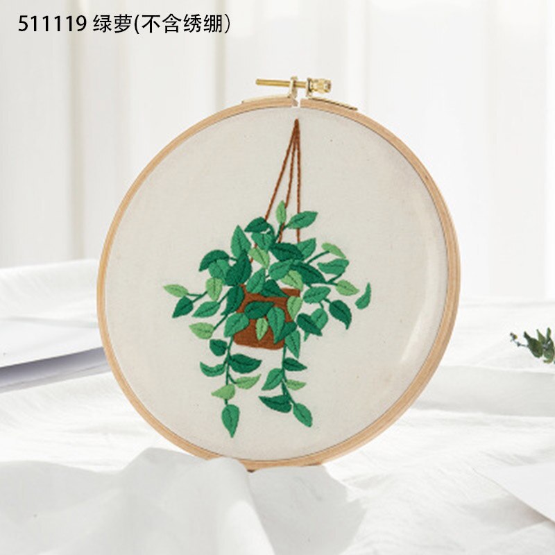 Kit de costura con patrones de plantas, Material de bordado artesanal, marco de bordado de aro, Kits de punto de cruz, pintura colgante hecha a mano, suministros de costura: 511119