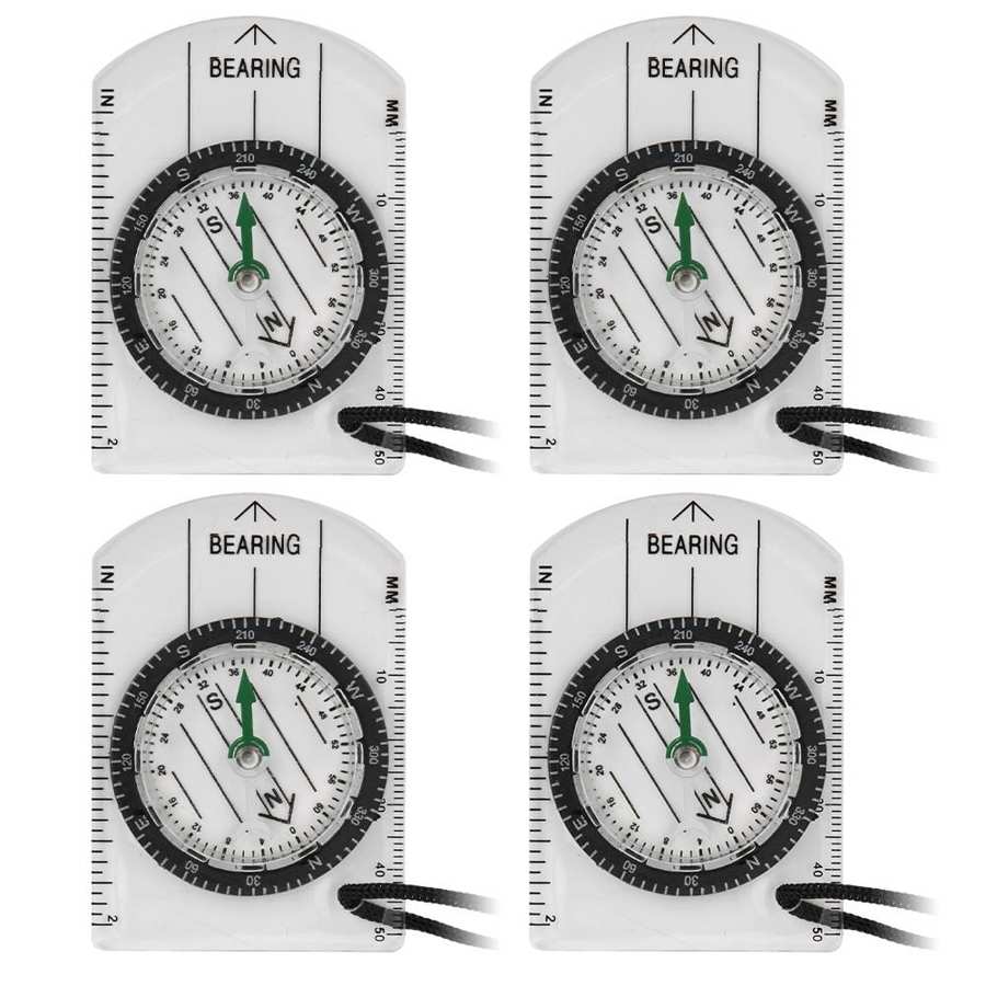 Mulitifunctional 4pcs Outdoor Compass Compass Camping HikingMap Scale Compass Outdoor Survival Accessory