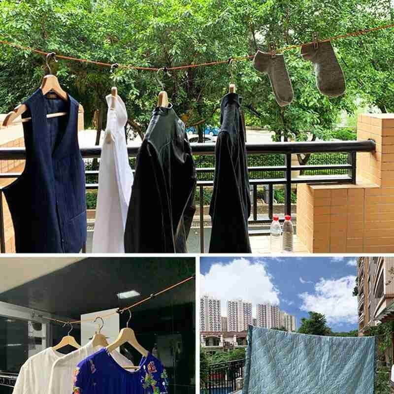 8m Retractable Clothesline Portable Travel Laundry Dryer Durable Nylon Clothes Line Indoor &amp; Outdoor Clothes Hanger Camping