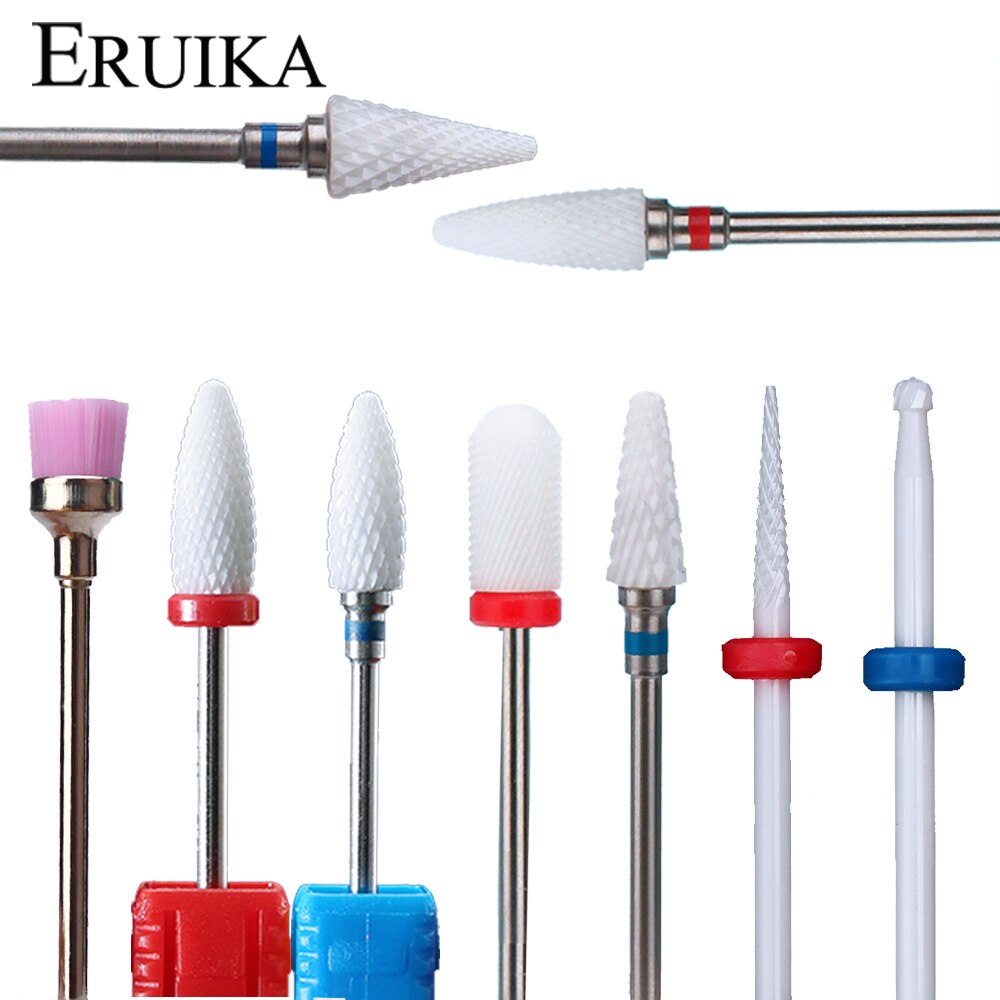 Conjunto de brocas de unha de cerâmica, peças, conjunto de brocas, carboneto, fresa, manicure, remoção de unha, gel, ferramentas de polimento elétrico