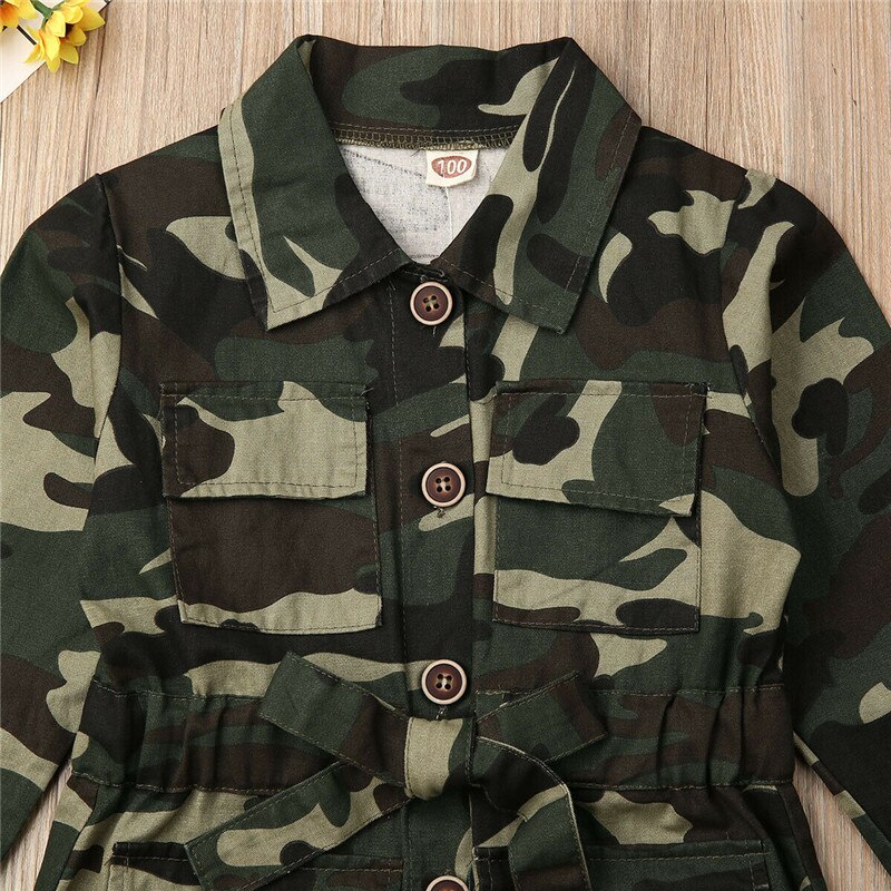Barn jacka barn småbarn bebis flicka långärmad kamouflagejacka casual camo lång knärock ytterkläder