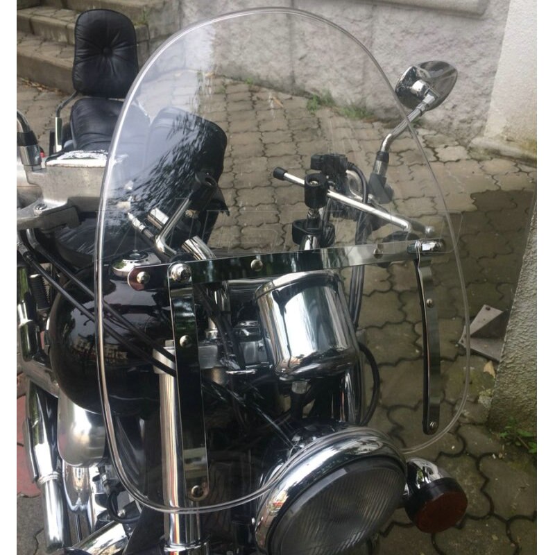 Pare-brise pare-Brise Pour 1981-2007 Yamaha Virago 125 250 535 700 750 920 1000 1100 XV250 XV535 7/8 "1" Guidon Écran Fixe: 18in 25-28mm Clear