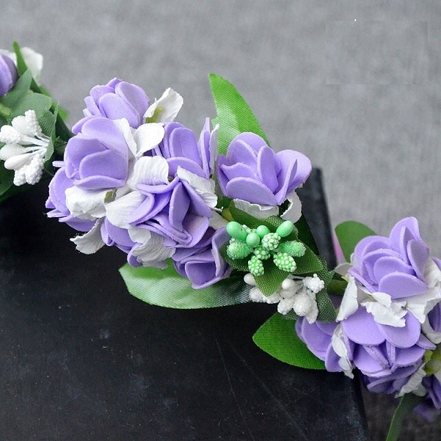 Kunstig krans børnekrans brudekranse kunstig blomst små piger hovedbeklædning blomster børn: Lilla / Håndguirlande