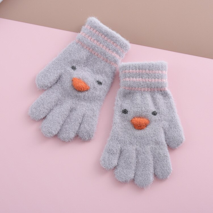 3 ~ 5Y Winter/Herfst Kinderen Warme Handschoenen Kids Vingers Super Zachte Gebreide Jongens Handschoenen Carton Meisjes handschoenen Voor Kids: grey