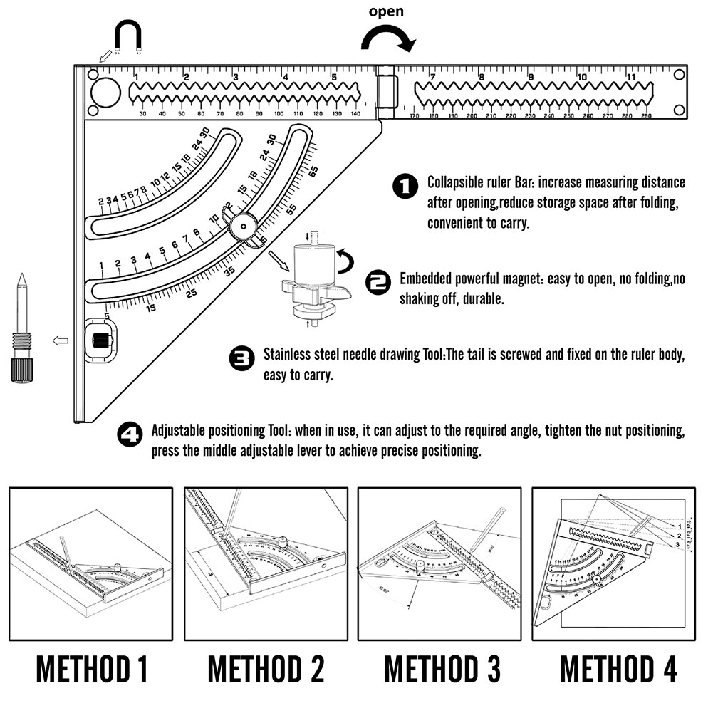 Folding Triangle Ruler Ruler Goniometer Speed Squa... – Vicedeal