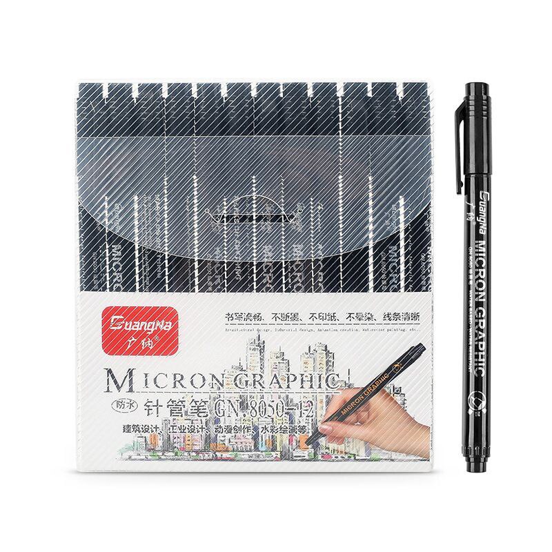 9/12pcs/Set Waterproof Hook Line Pen Fade Proof Micron Pen Tip Fine Liner Black Sketch Water Marker Drawing Brush Pen Stationery