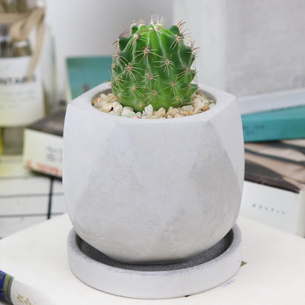 Breathable Corrosion-resistant Cement Flowerpot for Office Decoration Sturdy Mini Planter with Hole Practical Succulent