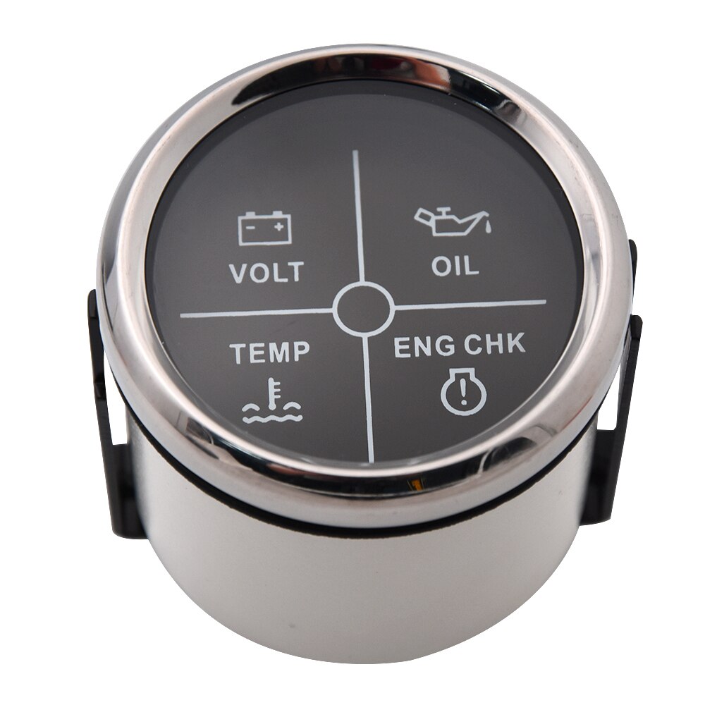 2" 4 LED Alarm Gauge Meter 9~32V Volt/Oil/Water Temp/Check Engine 4 LED Alarm Indicator Gauge fit for Car Boat With Backlight: 800-00259