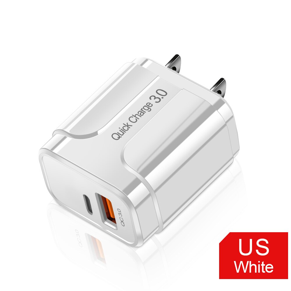 18W PD Quick Charge 3,0 USB Ladegerät EU/US/UK Stecker Handy Ladegerät Für iPhone 12 11 Pro X XR XS MAX blitz Schnelle Lade: US White
