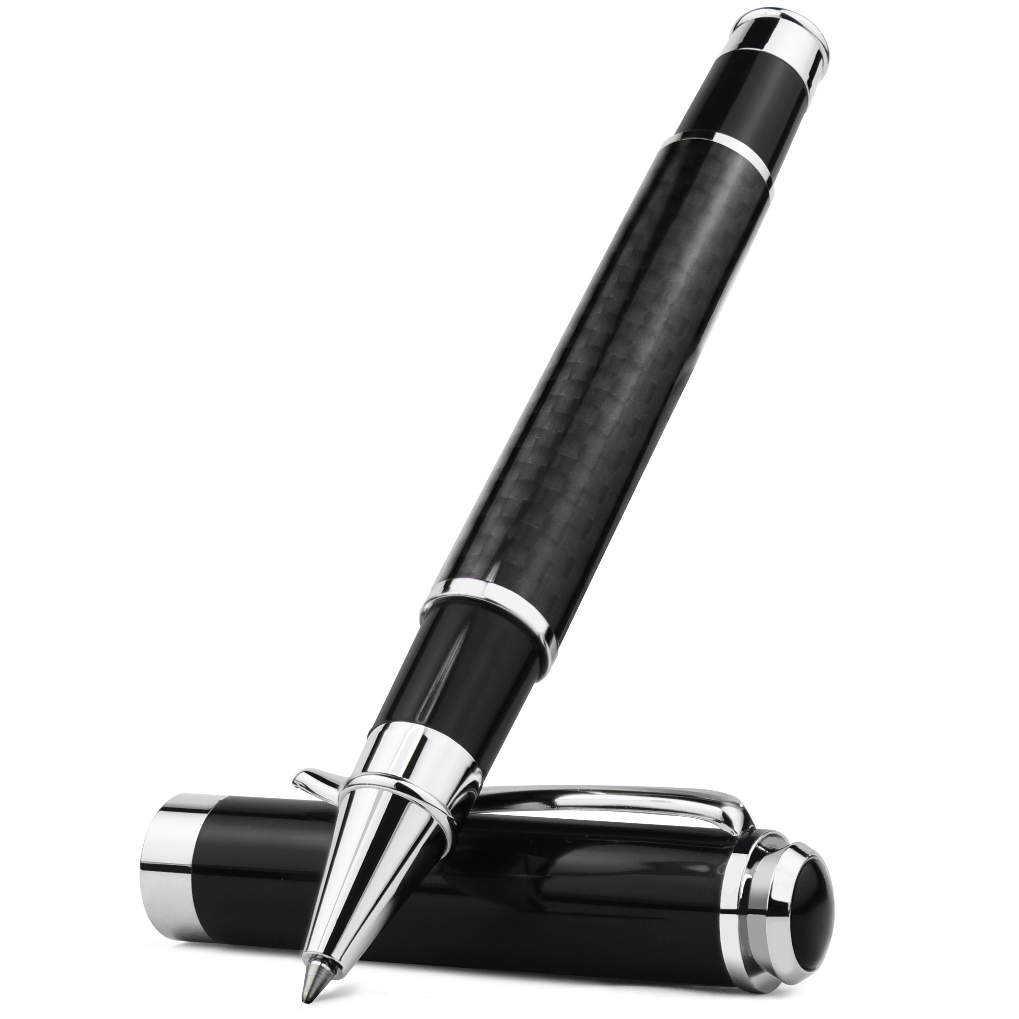 STONEGO stylo Signature en Fiber de carbone, stylos à encre Gel en métal de supérieure Micro Point 0.5mm stylo à bille d'écriture lisse à encre noire: couleur noire
