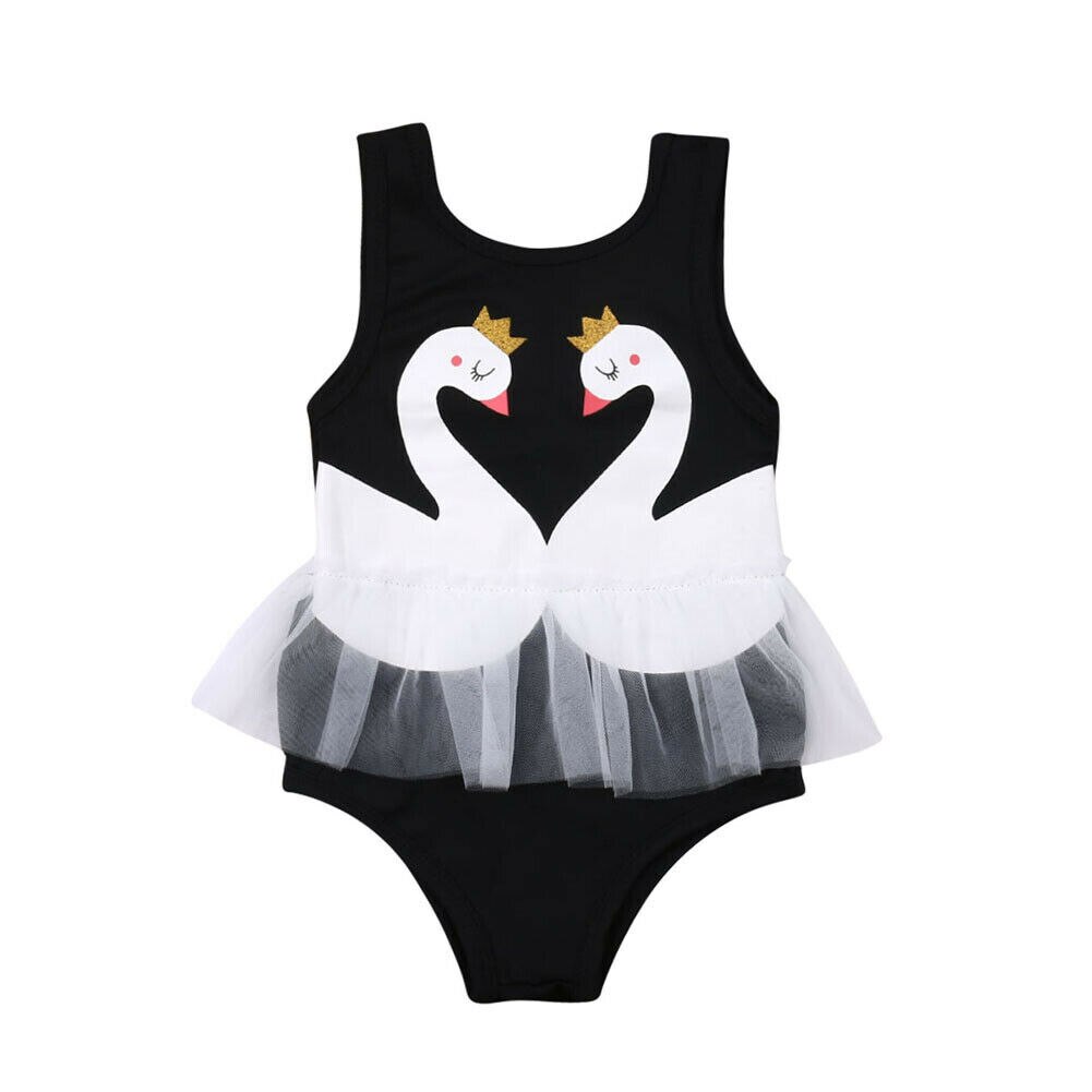 1-6y sommer toddler børn baby pige badetøj svane tutu et stykke jakkesæt svømning badetøj badedragt