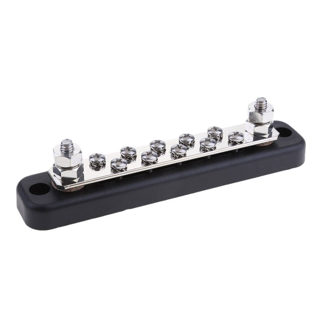 Auto Marine 100A Power Distribution Bus Bar Terminal Block 10 Screw + 2 Studs Excellent Electrical Busbar