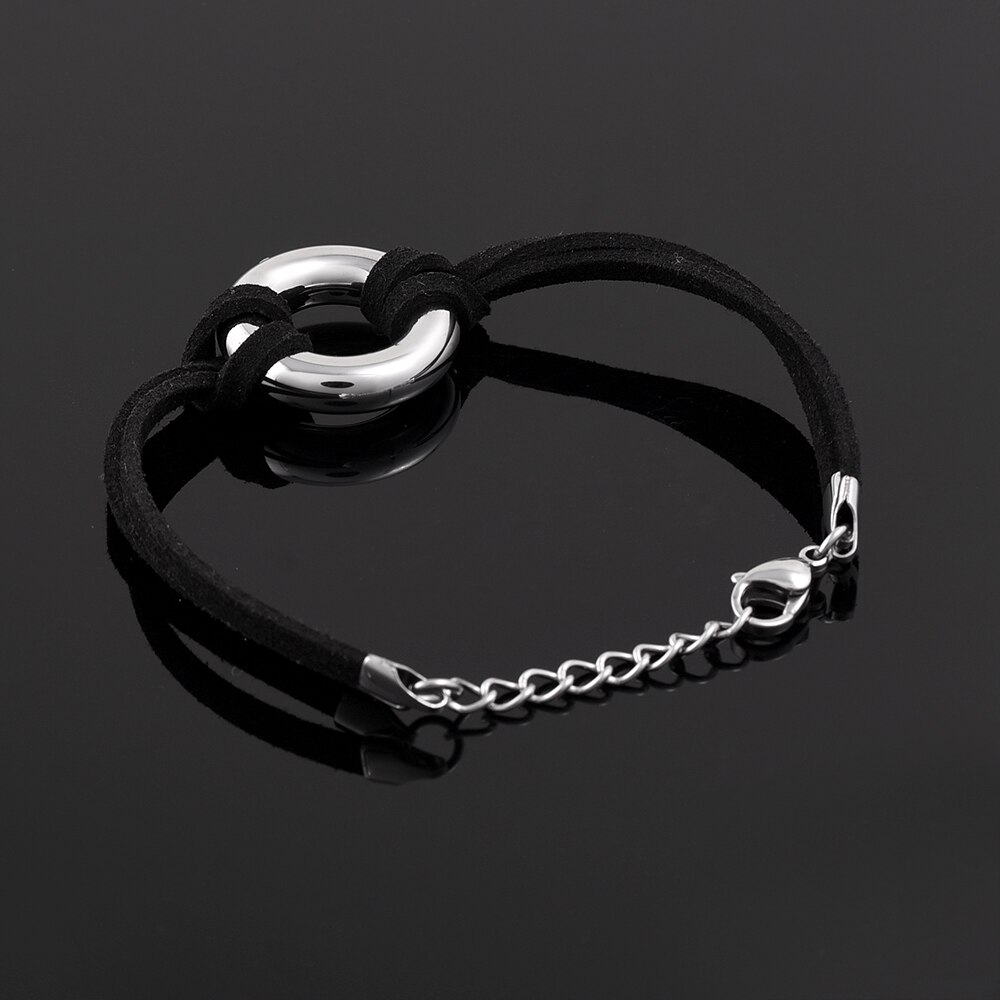 IJB5103 Kühlen männer kremationsasche halter armband mit schwarz seil kreis charme edelstahl urne andenken schmuck