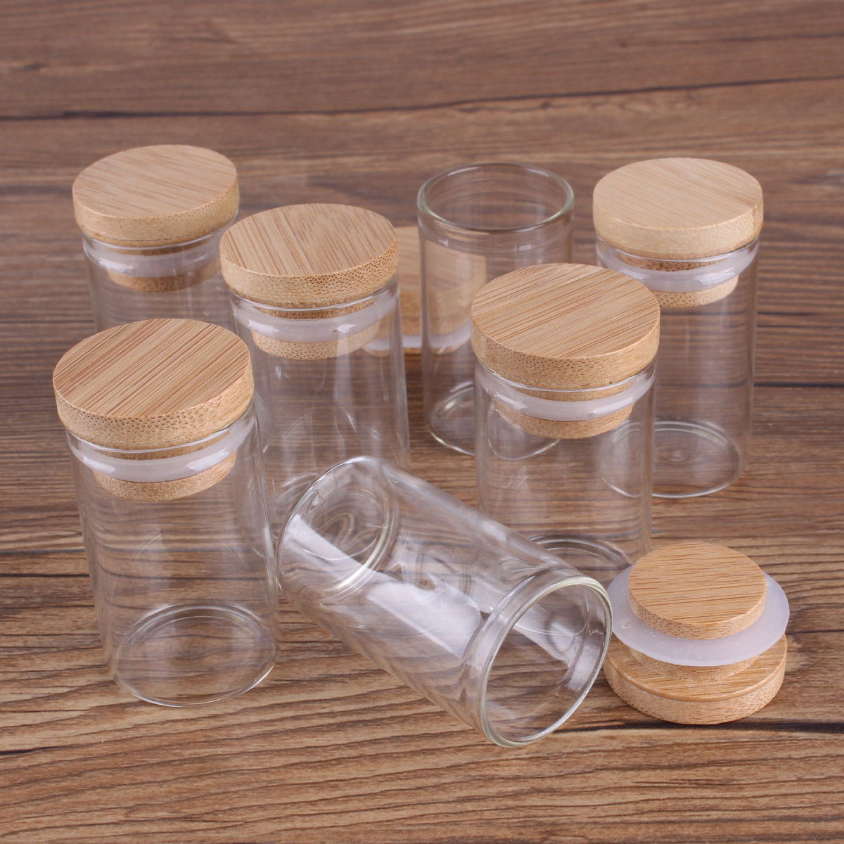 24 stycken 20ml 30*50mm provrör med bambulock glasburkar glasflaskor som önskar skruvflaskor för bröllopshantverk