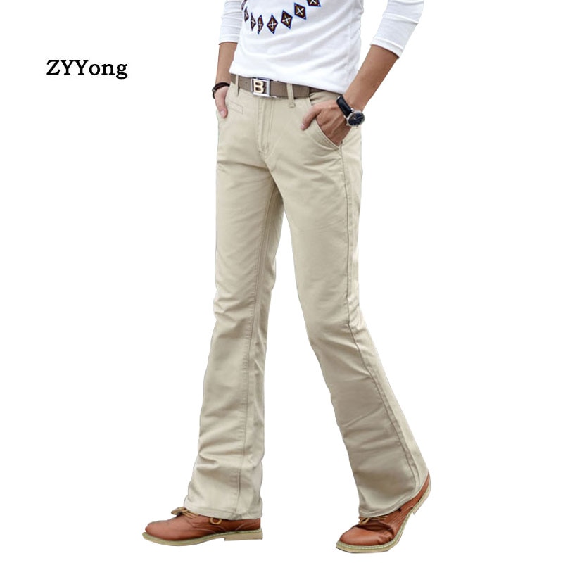 Herren Geschäft lässig Schlank Klassische Bootcut Ausgestelltes Für Männer Stiefel schneiden Flareelastic Kraft Hosen Komfortable Blau khaki Lange Hosen